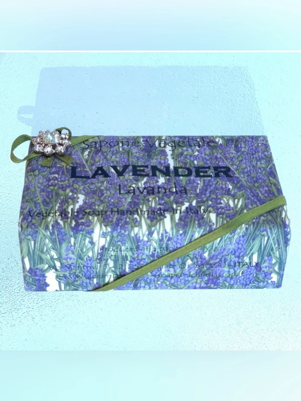 Italian Lavender Sapone Vegetale Bar Soap with Rhinestone Embellished Wrapping